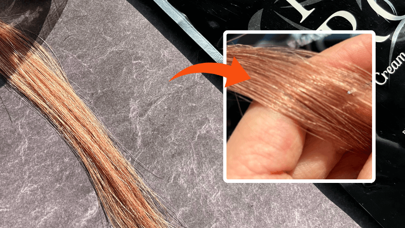 バランローズkuro（黒・クロ）クリームシャンプーの染毛効果検証後の毛束