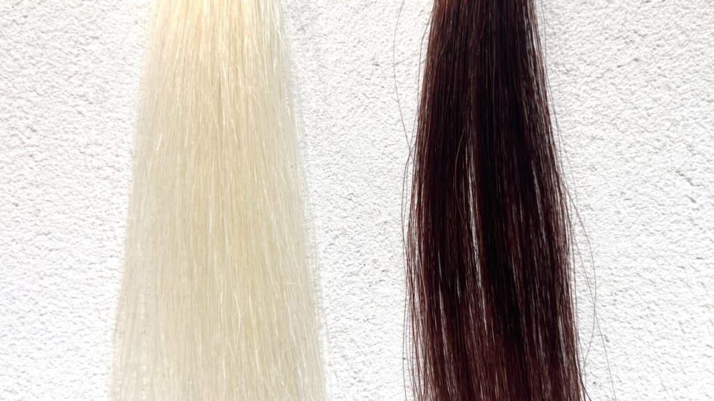 バランローズkuro（黒）クリームシャンプー（ダークブラウン）の染毛効果15分放置した結果