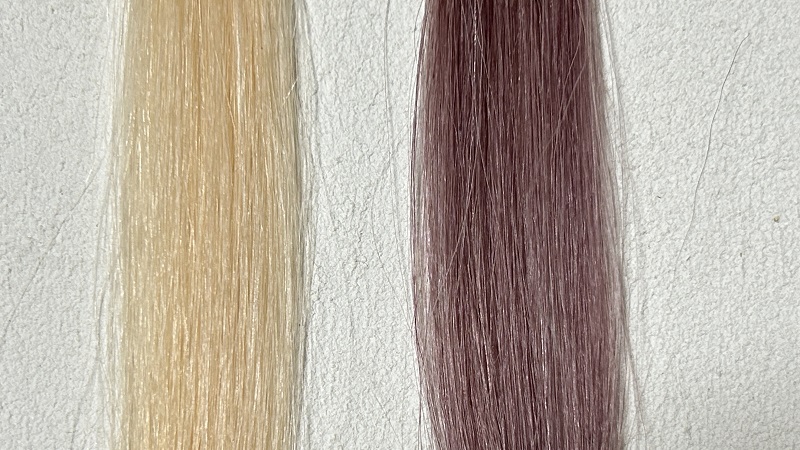 ビューティーンメイクアップカラーピンクアッシュの染毛効果を検証した毛束