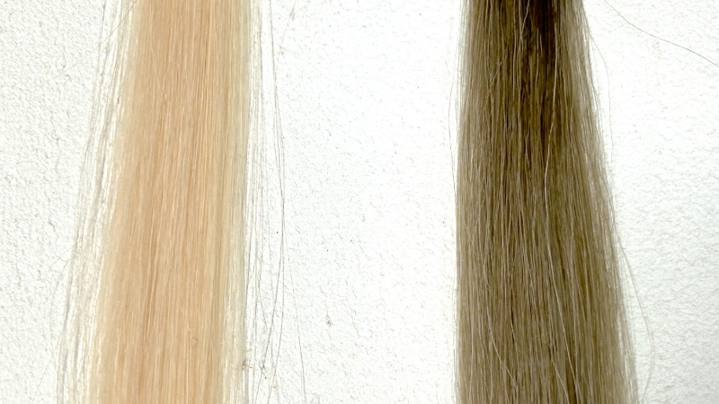 ホーユー ビゲン ポンプカラーを毛束で染毛効果検証