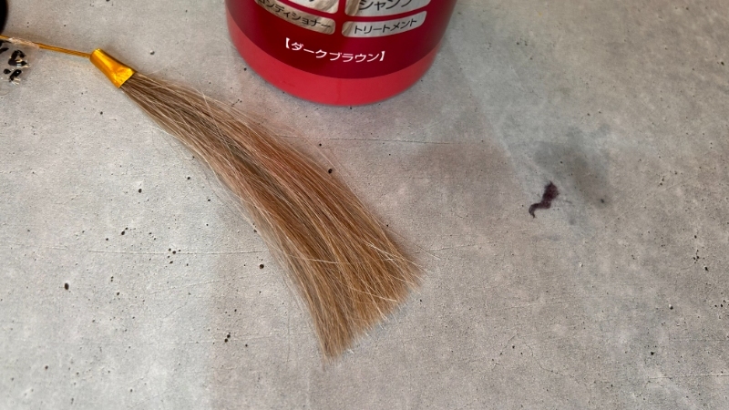 コラージワンオールインカラーシャンプーの染毛効果を検証した毛束