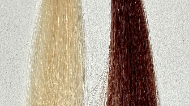 ロレアルパリオレオリュクスチェリーピンクブラウンの染毛効果を検証した毛束