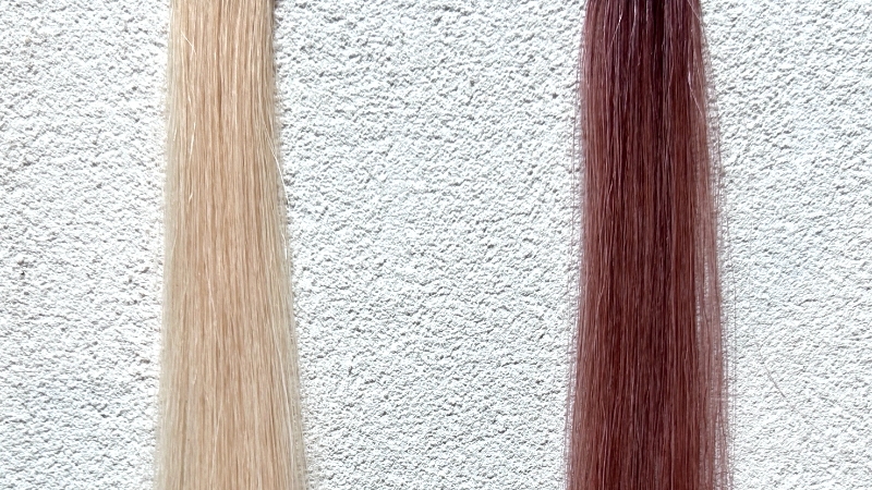 サイオス ヘアカラー クリーム 3P ピンクベージュを毛束で染毛効果検証