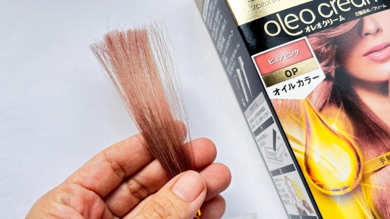 サイオス オレオクリームヘアカラー 0Pピュアピンクを毛束で染毛効果検証