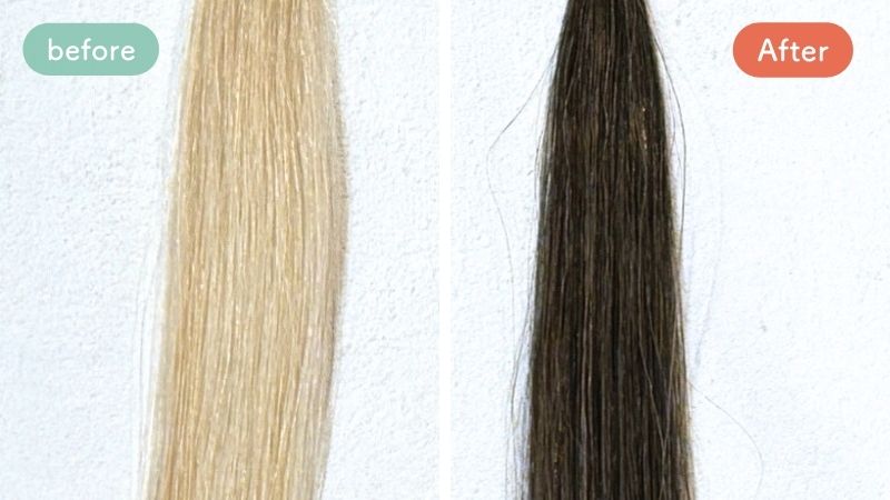 ベルタ白髪染めヘアカラートリートメントダークブラウンの染毛効果を検証した毛束