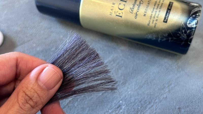 ヘアボーテエクラボタニカルエアカラーフォームの染毛効果を検証した毛束